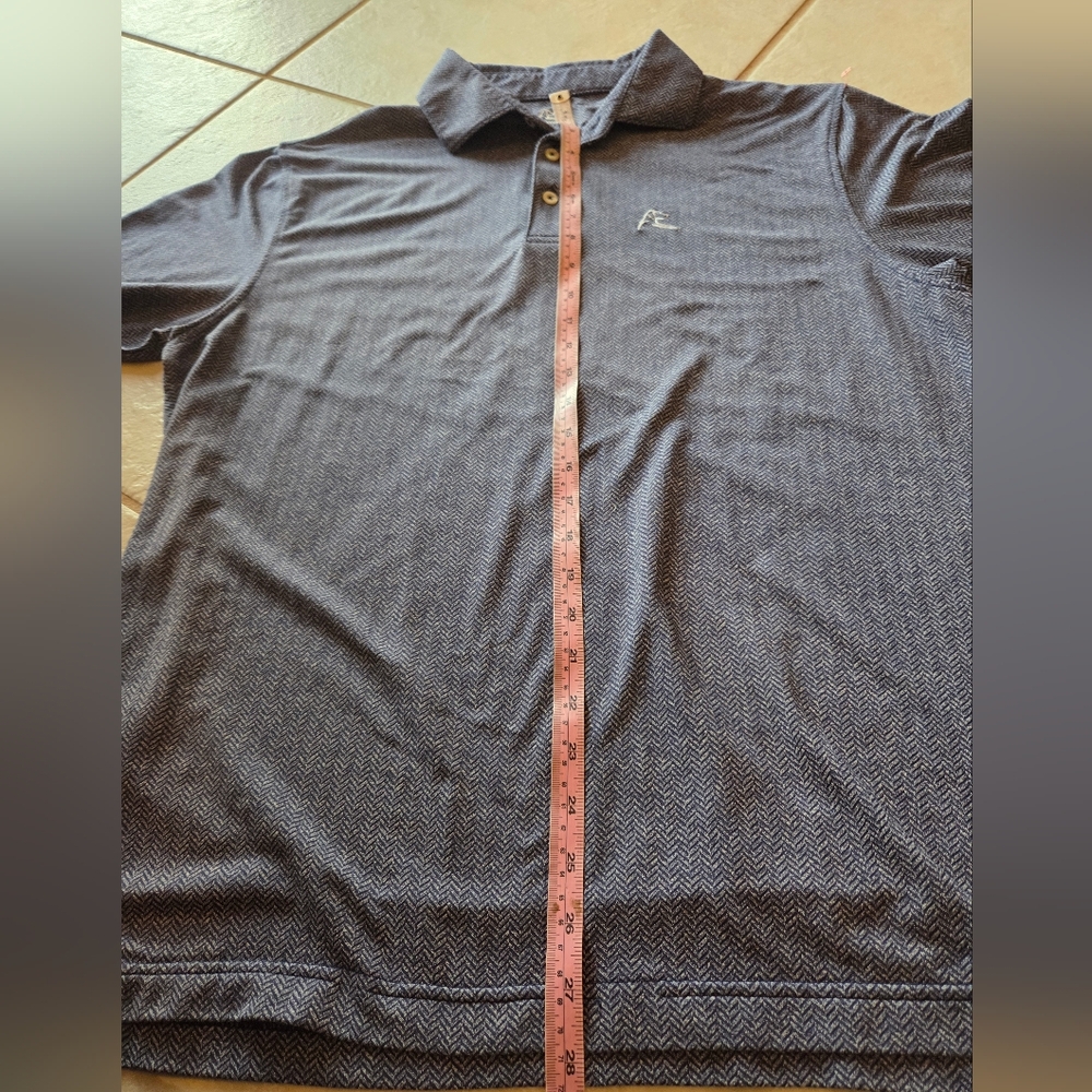 Rhoback Men's Performance Blue Herringbone Golf Polo Shirt Size Large - Picture 8 of 10
